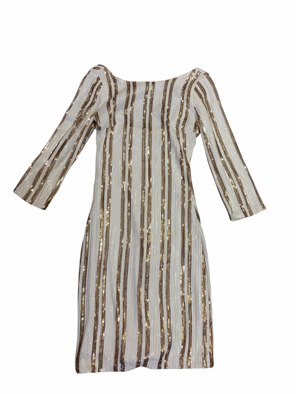 LULUS Standing Ovation White and Gold Sequin Striped Bodycon Dress - Picture 5 of 9